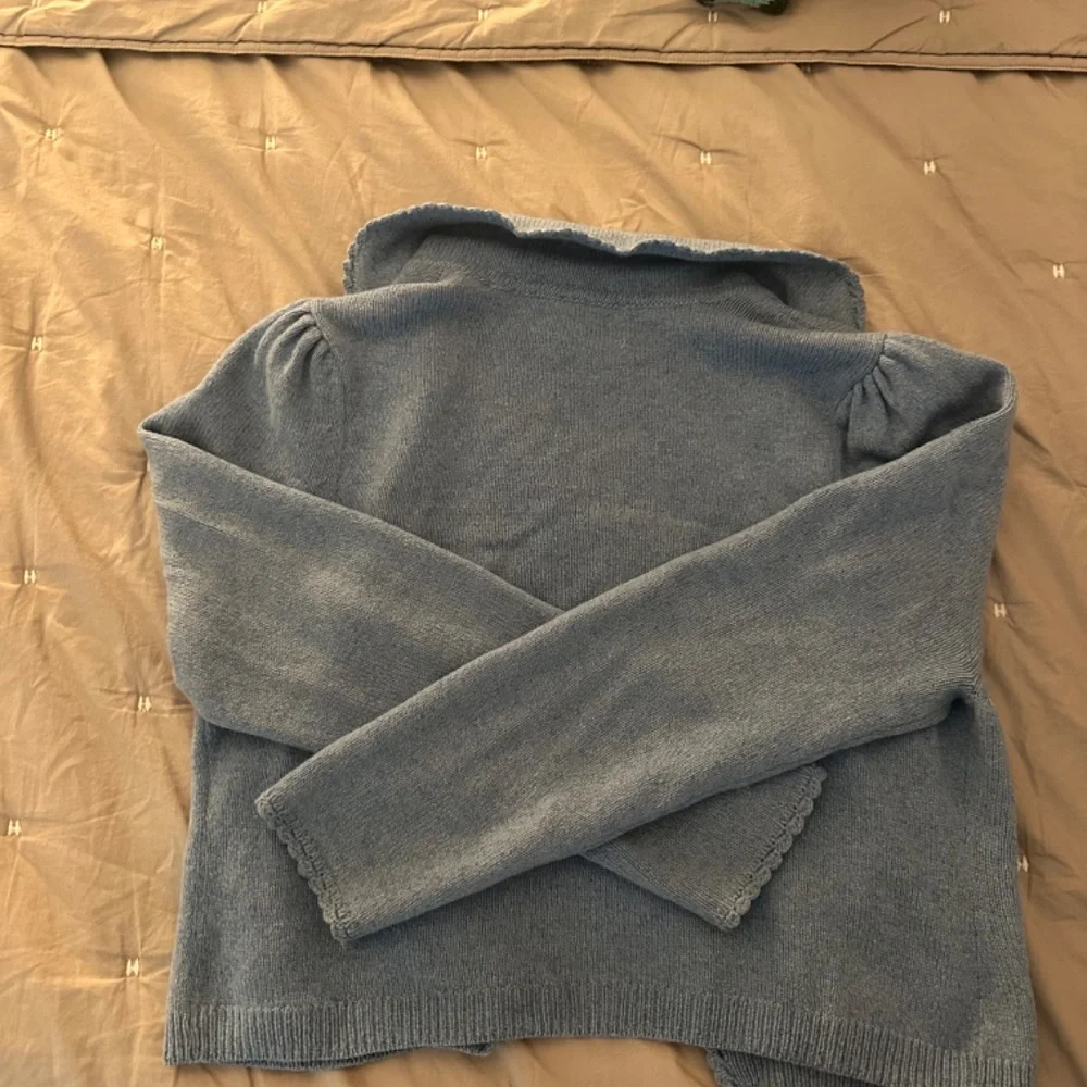 Doen Sky Blue Cashmere Button Front Collared Cardigan Size Small - Picture 5 of 5